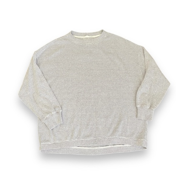 Aerie Getaway Waffle Gray Crewneck Sweater - Picture 2 of 7